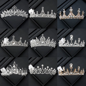 Exquisite bridal crystal crown set with 9 styles of rhinestone and pearl hair tiaras