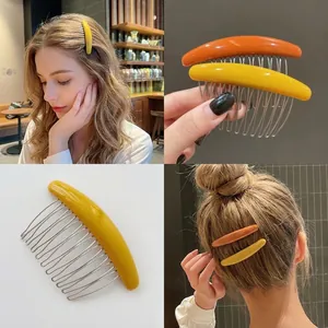 Hair Insert Comb Acrylic Metal Smoothing Broken Hair Anti-slip Multi-tooth Hairpin Styling Tool For Women Girls