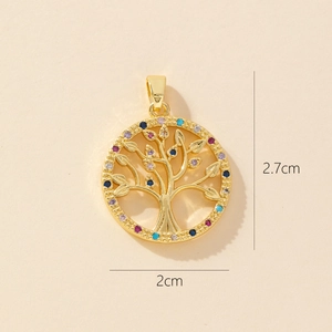 Detailed view of Tree of Life pendant with dimensions measuring 2cm by 2.7cm