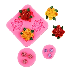 5-piece rose peony silicone mold set for chocolate cake decor and resin crafts