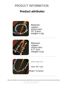Detailed size and weight chart for copper necklace, bracelet, and drop earrings set