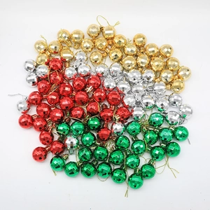 24PCS 3cm diamond grid Christmas balls in gold silver red green for tree decoration