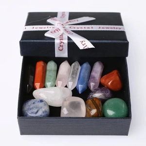 Natural Crystal Healing Chakra Stones Double Terminated Hexagonal Column Tumbled Gemstones Home Decor Meditation Gift Box