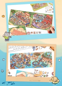Detailed DIY miniature scene stickers featuring forest and seaside animal shop themes