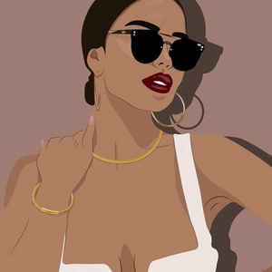 Fashion illustration of a woman wearing gold snake chain wire rope necklace and bracelet set
