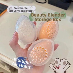 Ademend siliconen make-up sponsdoosje met ventilatiegaten voor het drogen en opbergen