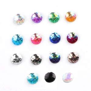 8mm colorful fish scale resin cabochons in 15 vibrant colors for DIY jewelry making