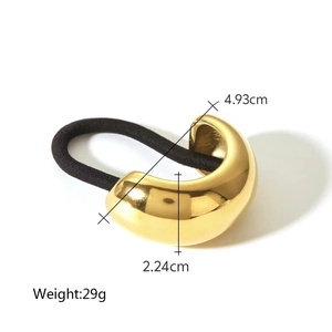 Gold minimalist U-shaped hair tie with black elastic band for women fashion accessories