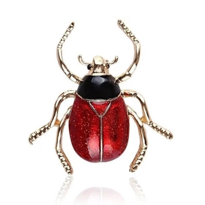Beetle Brooch Pin Alloy Enamel Shimmer Glitter Insect Animal Shape Cute Vintage Clothing Jewelry Accessory For Women