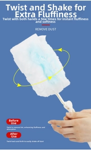 Rotating electrostatic duster with microfiber fibers for household dust and hair removal