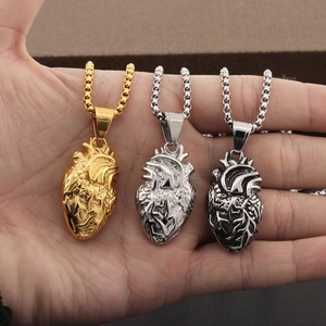 Anatomical Heart Pendant Necklace Stainless Steel Realistic Human Organ Jewelry Punk Gothic Creative For Men Women