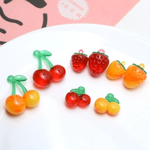 DIY strawberry and cherry resin pendants set for handmade earrings and hair accessories