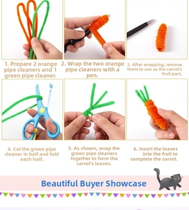 Step-by-step DIY tutorial for making a macaron fuzzy carrot using plush craft stems