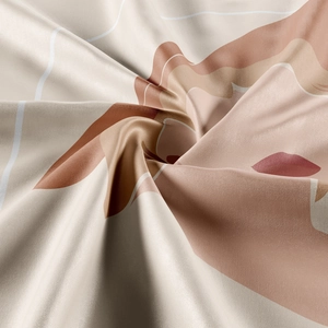 Detail of bohemian tapestry fabric showing soft texture, draping and abstract print