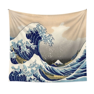 Tapisserie japonaise La Grande Vague de Kanagawa avec Mont Fuji pour murale