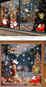Detailed Christmas window stickers with Santa, reindeer and snowflakes for glass decor