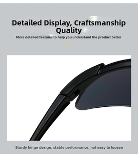 Macro shot of durable hinges on black cycling sunglasses showing sturdy construction