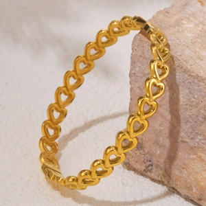 Minimalist Ferris wheel hollow heart bracelet in 18K gold PVD coated stainless steel