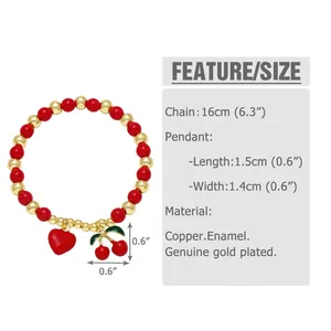Detail showing 16cm chain length and 0.6-inch cherry pendant size dimensions