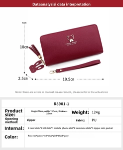 Internal structure showing card slots and compartments of the PU long wallet
