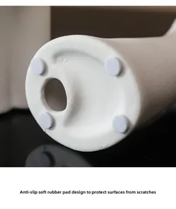 Modern white ceramic decor base with four anti-slip soft pads to protect surfaces