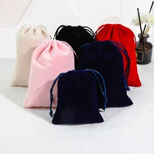 Velvet Jewelry Drawstring Bags Soft Small Storage Pouch For Earrings Rings Necklaces Wedding Party Gift Packaging Pouch