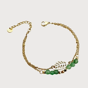 Bracciale Doppio Strato In Acciaio Inossidabile Con Ciondolo A Foglia Cava E Perline Di Cristallo Colorate Gioielli Di Moda Per Donne