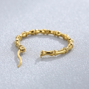 Polierte 18k vergoldete Bambus-Creolen aus Edelstahl für Damen, modisches Design