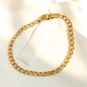 Exaggerated 18k gold titanium steel belt buckle link chain necklace on beige fabric