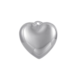 Polished silver heart pendant in stainless steel with a smooth reflective surface