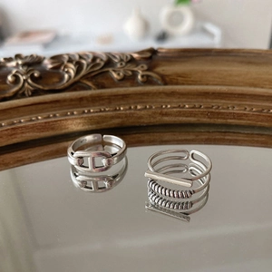 Vintage S925 Sterlingsilber Schweinenase Doppelring mit poliertem Metall-Finish