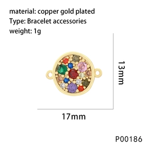 Gold-plated colorful zircon hollow heart and hamsa palm charm bracelet accessory