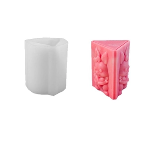 3D triangular bunny silicone mold for Easter candles and handmade soap crafts