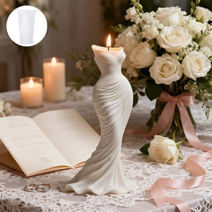 Silikonform für DIY Hochzeitskleid Duftkerze mit eleganter Plissee Rock Textur
