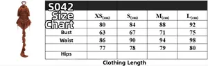 Detailed size guide for halter rose dress showing bust and waist measurements in cm