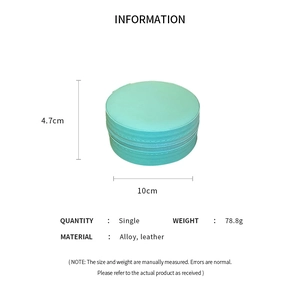 Detailed dimension guide for the 10cm round leather jewelry box with alloy components