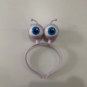 Pink LED Halloween headband with glowing alien large eyes for party costume decor