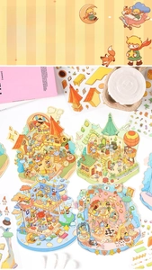 Vue détaillée des autocollants de scène 3D du royaume des contes pour scrapbooking