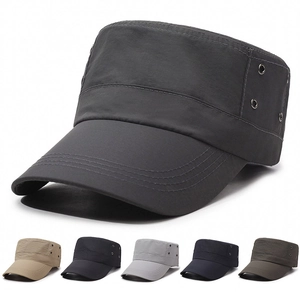 Cadet Cap Quick Dry Polyester Cotton Breathable Metal Eyelets Flat Top Military Hat Sunshade For Men Women