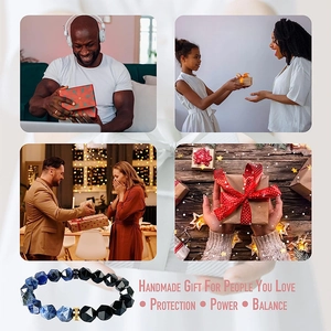 Handmade beaded bracelet with tiger eye stones and gift scenes for protection and balance