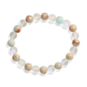 Bracelet élastique en pierres naturelles de 8mm avec perles bleues et oeil de tigre