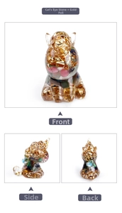 Detailed views of resin unicorn ornament with opal and gold foil from three angles