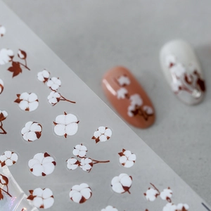 Autocollants d'ongles mats style japonais avec motifs de fleurs de coton vintage