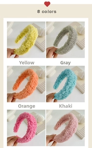 Detail view of plush teddy velvet headbands in various vibrant candy colors and soft texture