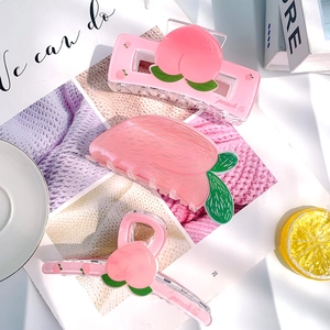 Set de pinces à cheveux pêche rose style fée pour femmes avec design de fruits d'été