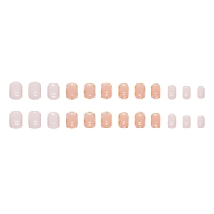 Short white press-on nails with floral petals and gold glitter finish, 24-piece set