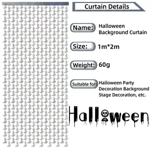 Silver laser foil fringe curtain with boot patterns for Halloween party backdrop decoration