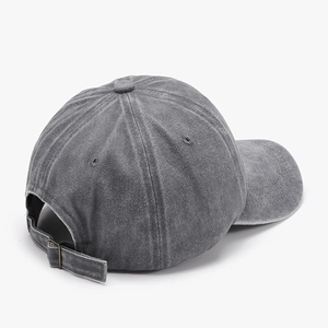 Gorra de béisbol clásica de algodón lavado gris oscuro con hebilla de metal ajustable