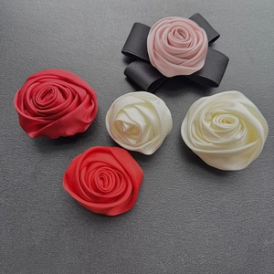 Handmade Satin Rose Camellia Brooch Hair Clip Dual Use 3D Fabric Flower Corsage Elegant Clothing Accessory For Women