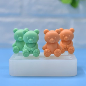 Little Bear Silicone Mold DIY Baking For Cake Mousse Chocolate Cookie Soap Candle Making Cute Animal Shape White